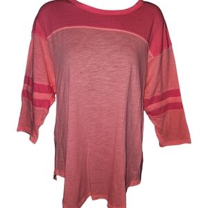 Pink Victoria's Secret Neon Two-Tone 3/4 Sleeve Top